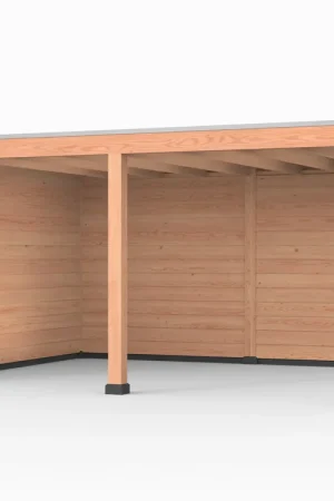 Veilige Betaling Douglas overkapping, 500 x 400, met achterwand en zijwand, Westwood Elegant